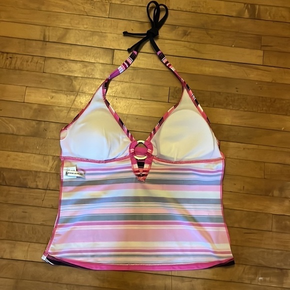 Laura Ashley Womens Stripe Tankini Swim Top  M - Picture 5 of 7